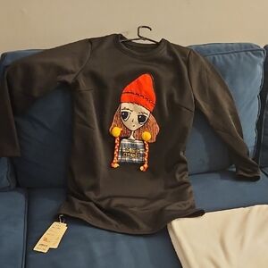 Hush Puppies Black Sweatshirt with Red Accents